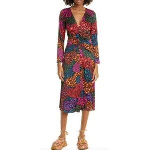 Farm Rio Rainbow Hearts Long Sleeve Midi Dress.NWOT Size Small